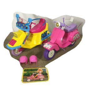 VINTAGE Barbie & Skipper All Stars Action Scooter Motorcycle Vespa Lot Of 2 RARE